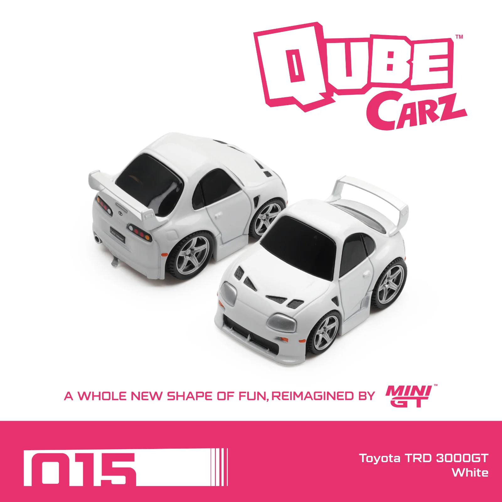 Mini GT Qube Carz #015: Toyota TRD 3000GT - White 1/64 Diecast