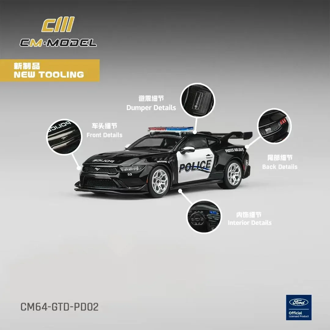 CM Model Ford Mustang Gtd Black Police 1/64 (Acrylic Case) Diecast