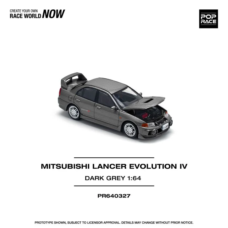 Mitsubishi Lancer Evolution IV Grey - Pop Race 1/64 Scale Diecast Model