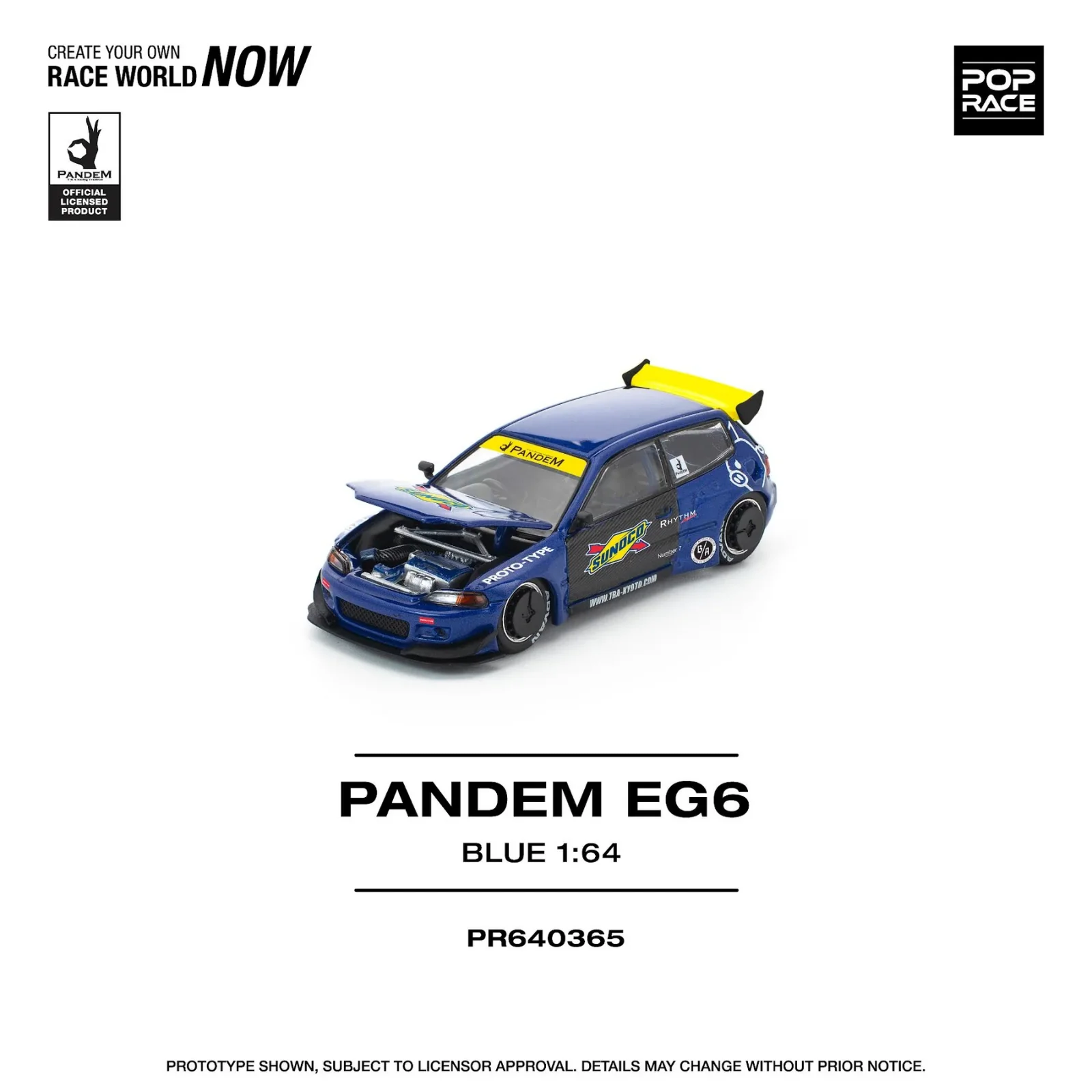 Pop Race Pandem Civic EG6 - Blue/Purple 1/64 Scale Diecast Model