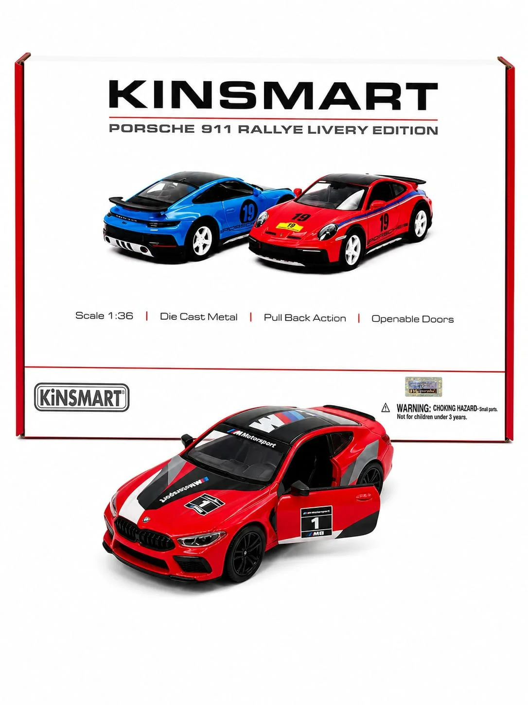 Kinsmart BMW M8 Competition (Red Motorsport Livery) 1/36 Scale Diecast Model