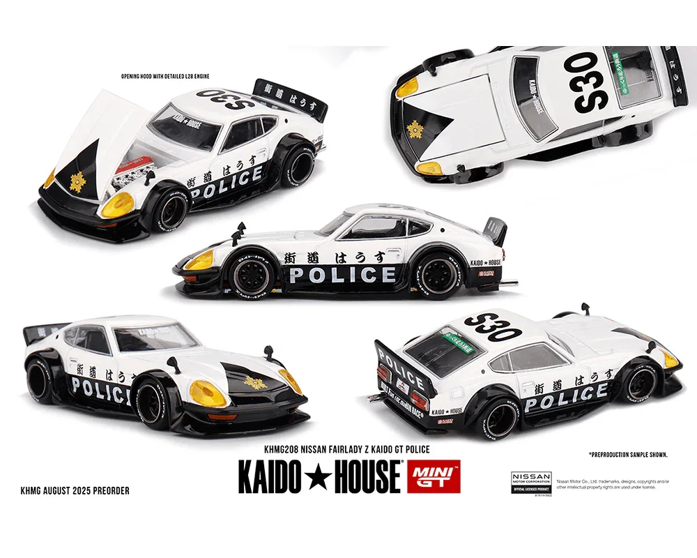 Mini GT x Kaido House #208 Nissan Fairlady Z Kaido GT Police - Kaido House 1/64 Scale Diecast Model