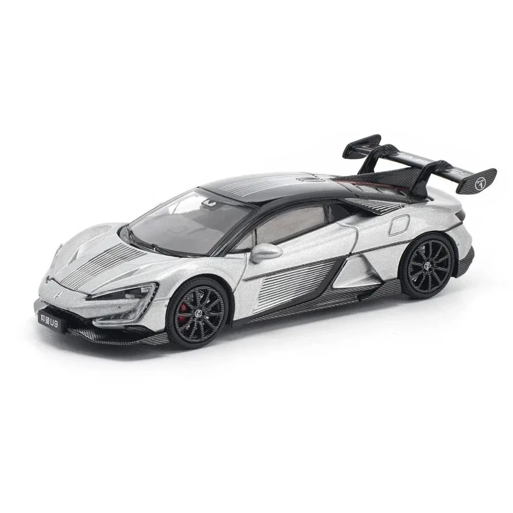 Pop Race Yangwang U9 Silver 1/64 diecast model view 2