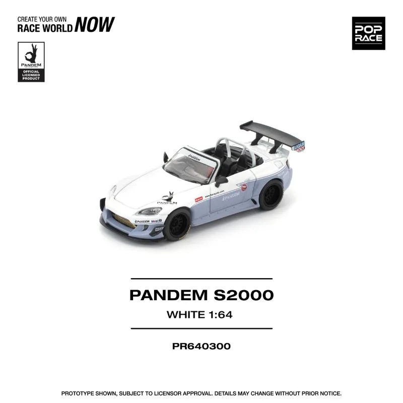 Pop Race Pandem S2000 White 1/64 Scale Diecast Model