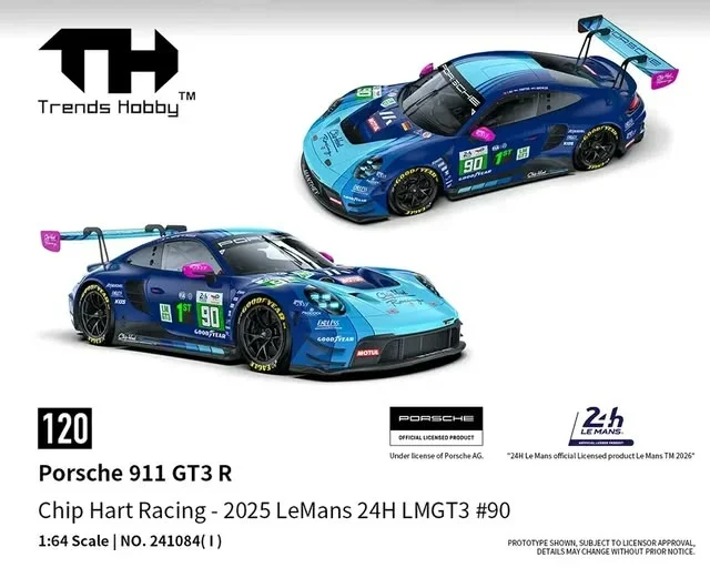 Trends Hobby Porsche 911 GT3 R \#90 - 2025 Le Mans 24h 1/64 Scale Diecast Model