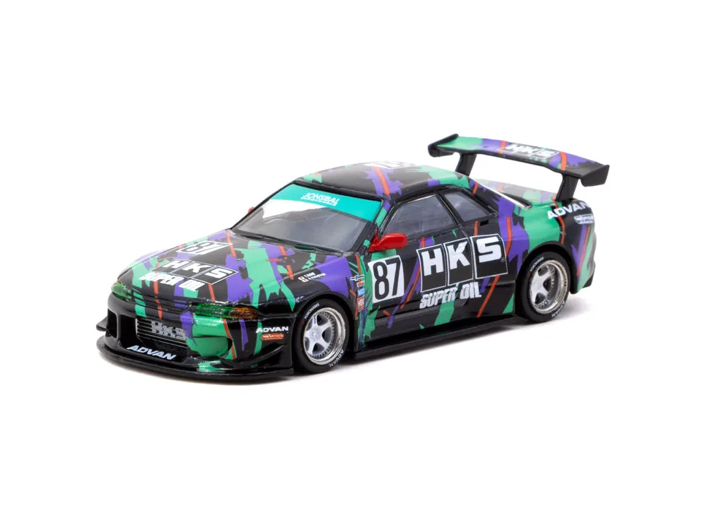 Tarmac Works Nissan Skyline (R32) Widebody HKS with Tarmac Cards Combo Set 1/64 Scale Diecast Model