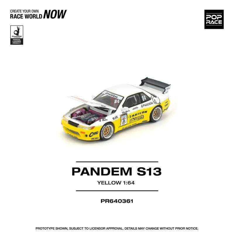 Pop Race Nissan Silvia (S13) Pandem - Sailun Drift Livery 1/64 Scale Diecast Model
