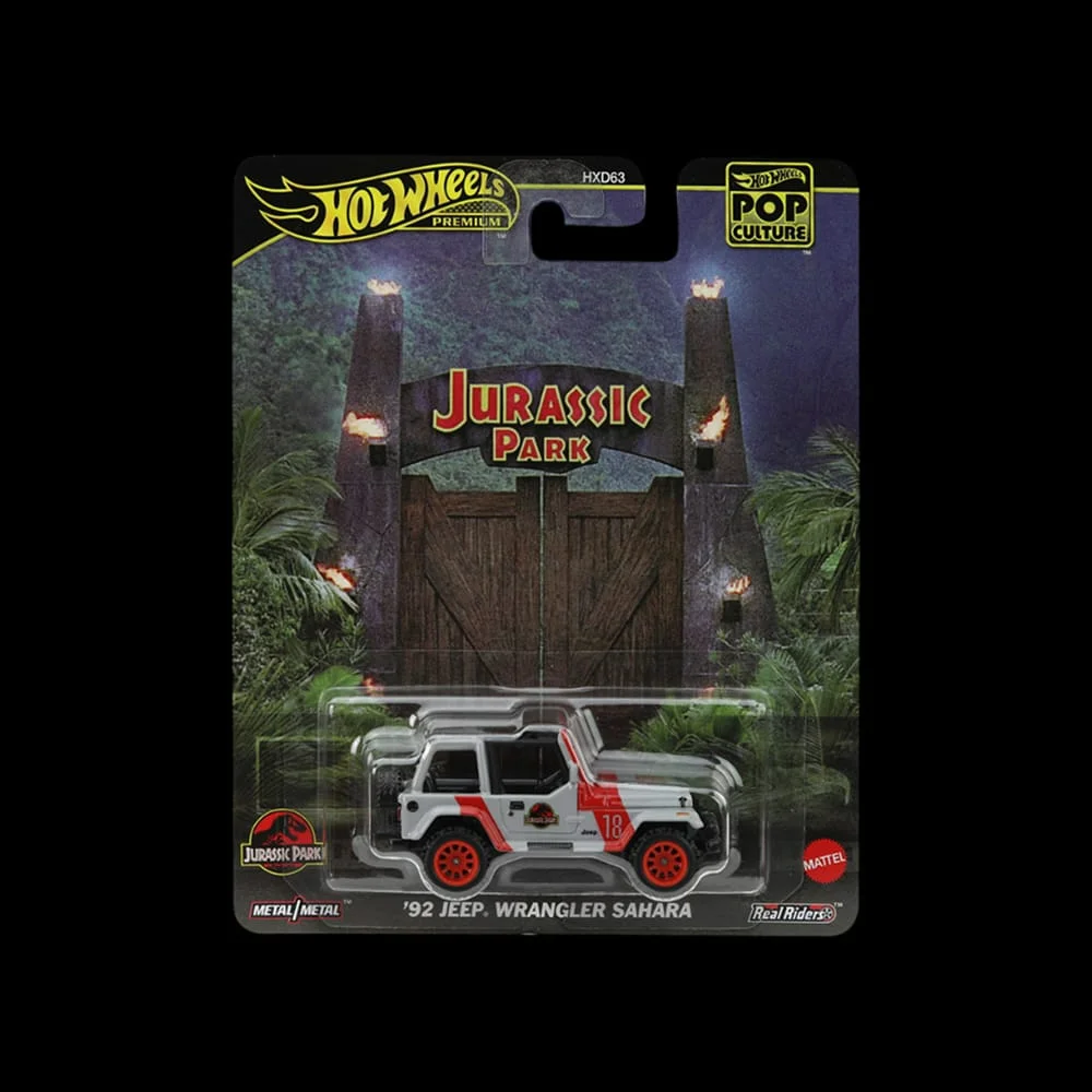 Hot Wheels Jurassic Park - '92 Jeep Wrangler Sahara 1/64 Scale Diecast Model