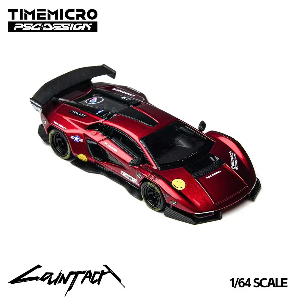 TIMEMICRO TimeMicro X PSC DESIGN 1:64 Lamborghini Countach “V” Scarlet 1/64 Scale Diecast Model