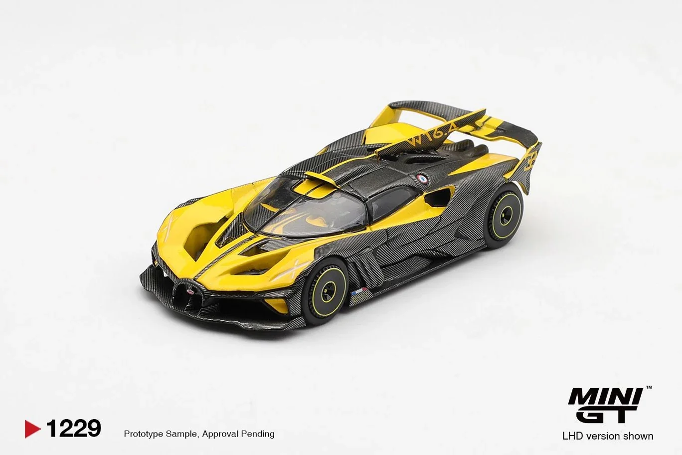 Mini GT #1229 Bugatti Bolide - Giallo Molsheim (Yellow/Black) 1/64 Scale Diecast Model