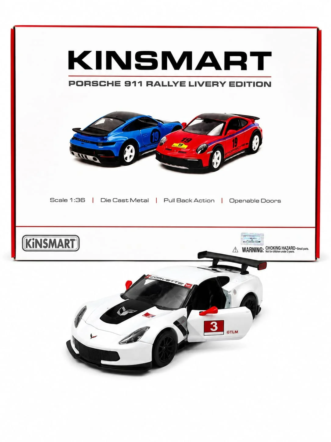 Kinsmart Chevrolet Corvette C7.R \#3 (White) 1/36 Scale Diecast Model
