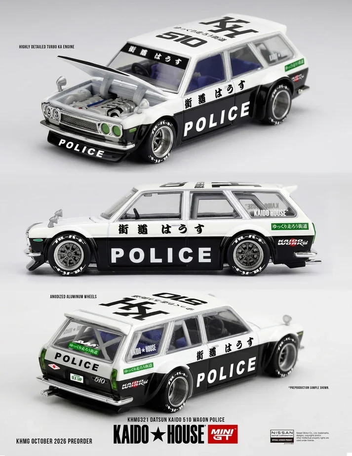 Kaido House #321 Datsun Kaido 510 Wagon - Japanese Police Livery 1/64 Scale Diecast Model