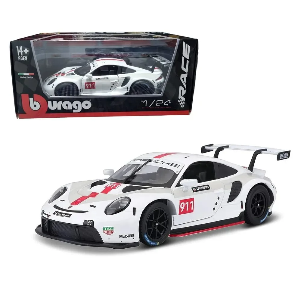 Bburago Porsche 911 RSR (White Racing Livery) 1/43 diecast model view 2