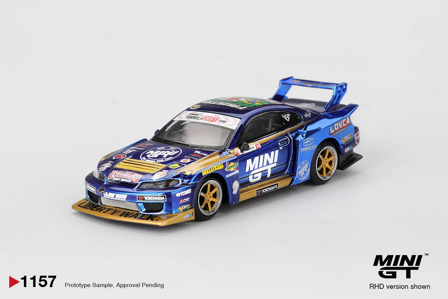 Mini GT NISSAN LBSUPER SILHOUETTE S15 SILVIA 555 TEAM MINI GT LIBERTY WALK 2025 FORMULA DRIFT 1/64 Scale Diecast Model