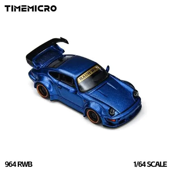 TIMEMICRO Porsche 964 RWB Blue 1/64 (Acrylic Case) Scale Diecast Model