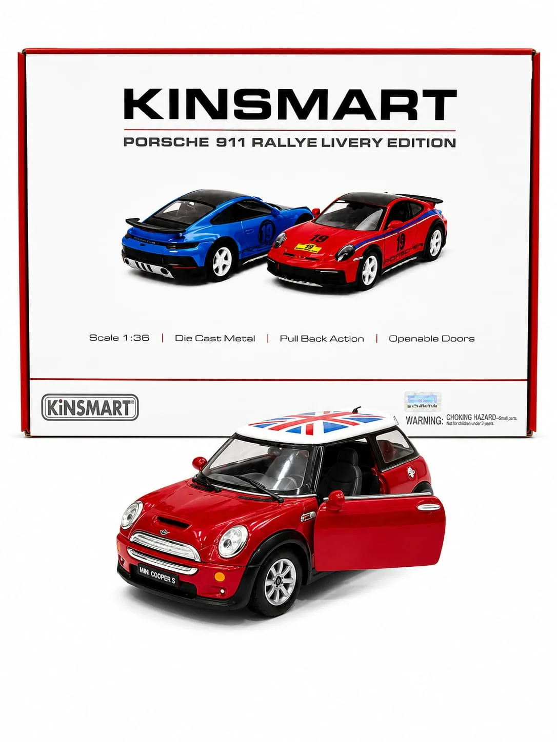 Kinsmart Mini Cooper S (Red with Union Jack) 1/36 Scale Diecast Model