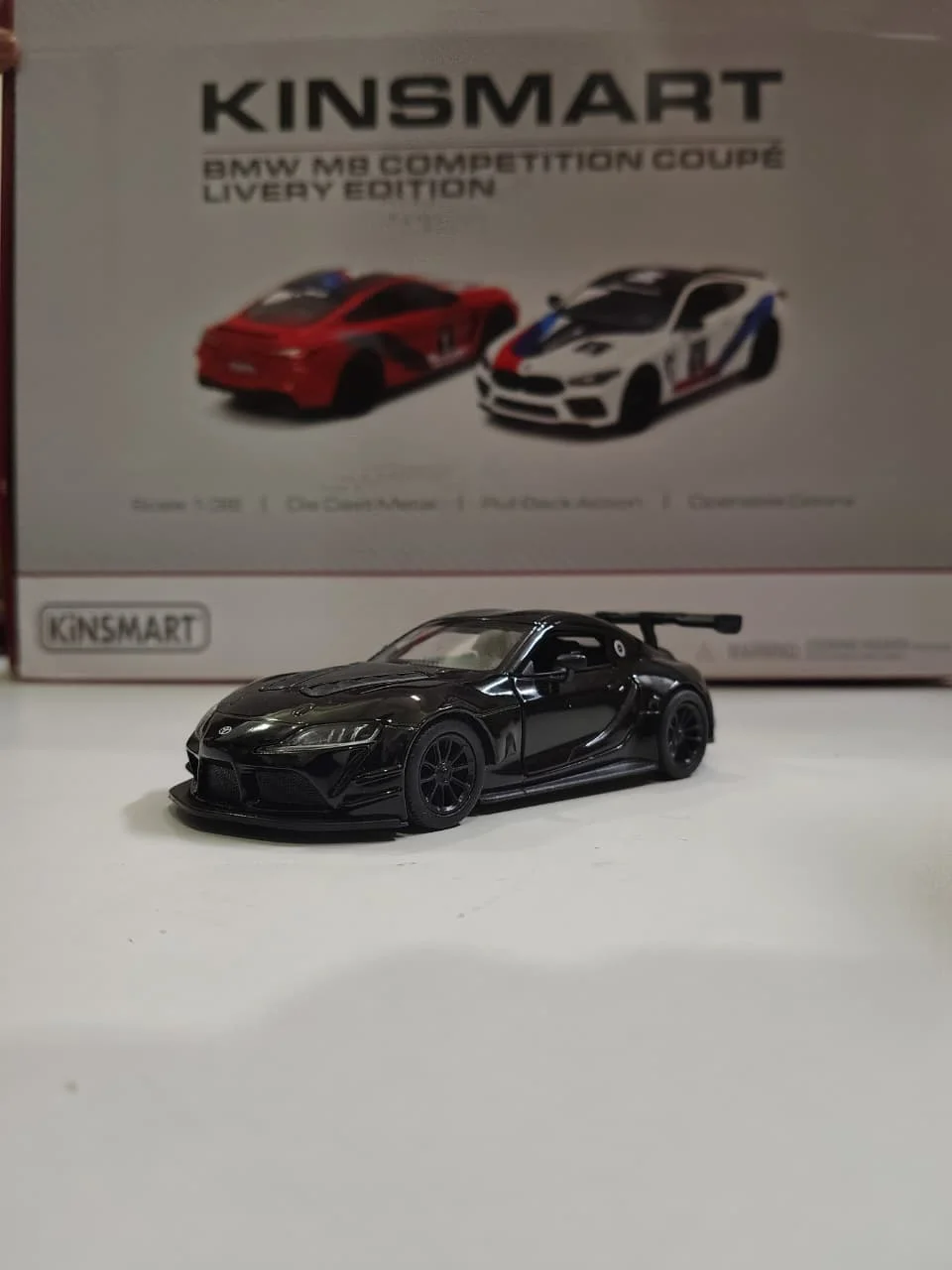 Kinsmart Toyota Gr Supra (Gloss Black) 1/36 diecast model view 2