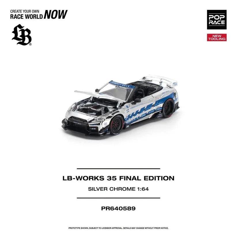 Pop Race Nissan GT-R (R35) LB-WORKS Final Edition - Silver 1/64 Scale Diecast Model