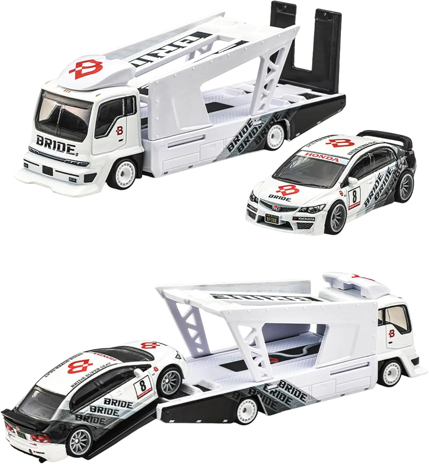 Hot Wheels Premium Team Transport ’07 Honda Civic Type R – Kousoku Hauler 1/64 diecast model view 2