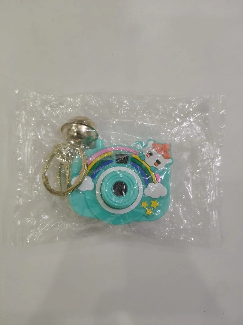 Accessories Teal Camera Keychain with Rainbow and Cat Charm NA Scale Diecast Model