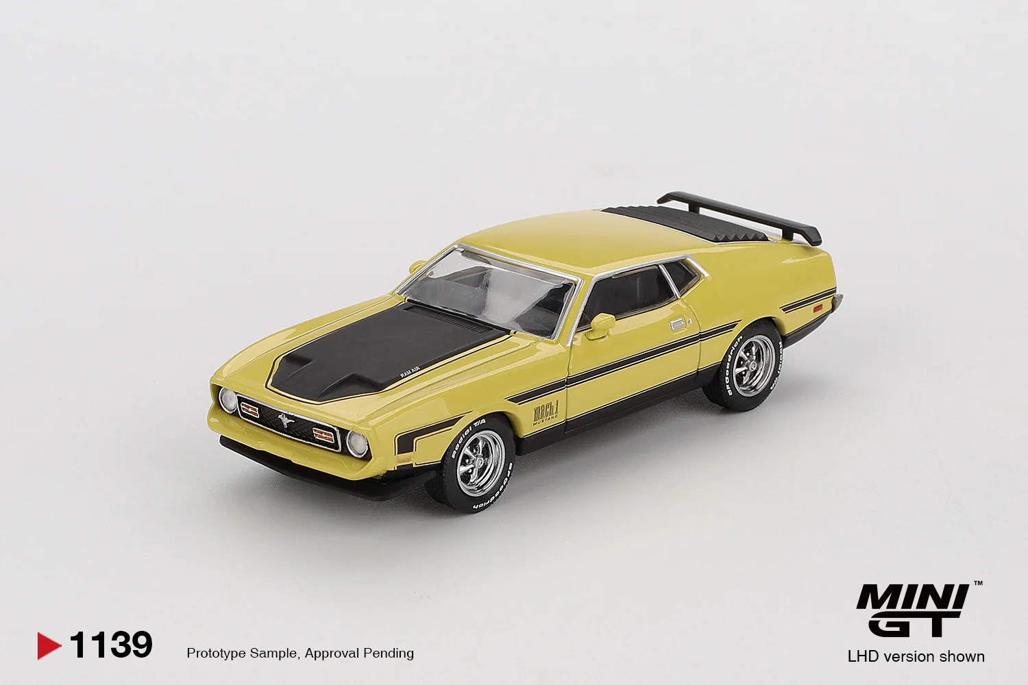 Ford Mustang Mach 1 Grabber Yellow - Mini GT 1/64 Scale Diecast Model