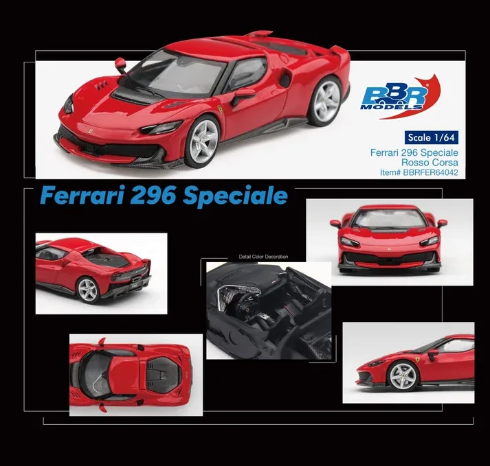 BBR Ferrari 296 Speciale Rosso Corsa 1/64 Scale Diecast Model