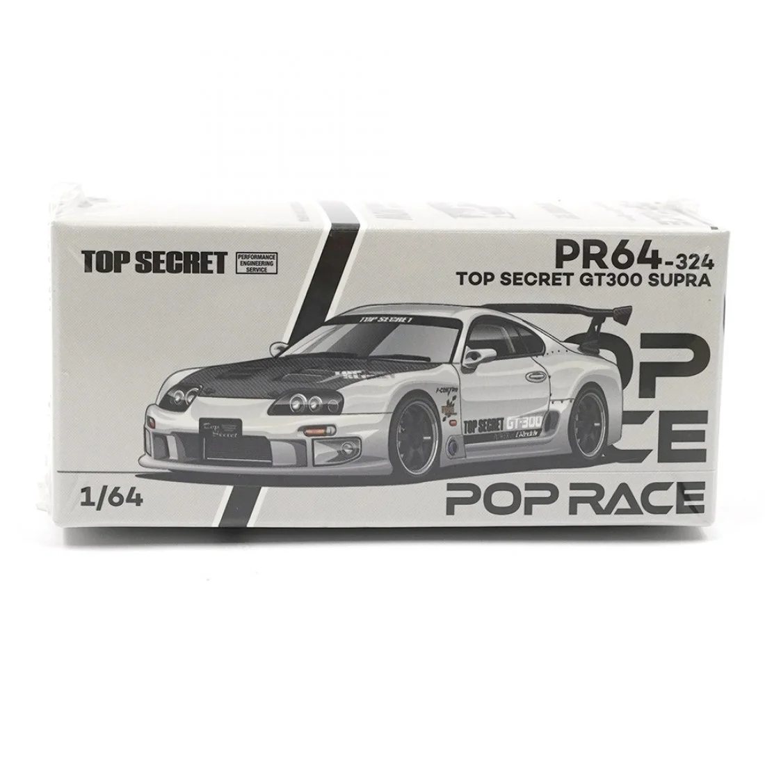 Pop Race Toyota Supra Top Secret GT300 - White 1/64 Scale Diecast Model
