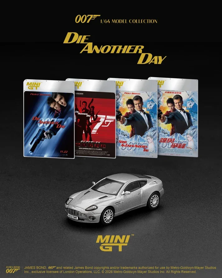 Mini GT #926 James Bond 007: Aston Martin V12 Vanquish "Die Another Day" 1/64 (Blister) diecast model view 2