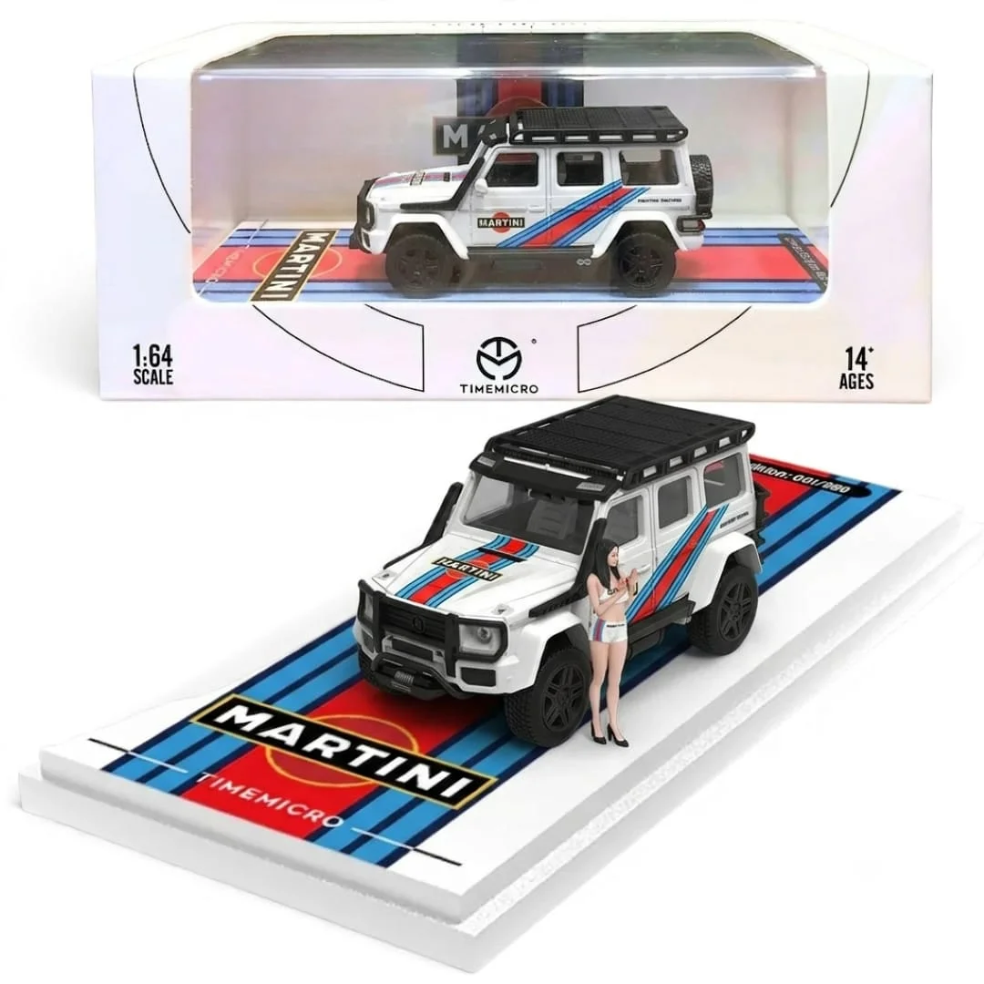 TIMEMICRO Mercedes-Benz G-Class Martini Livery 1/64 Scale Diecast Model