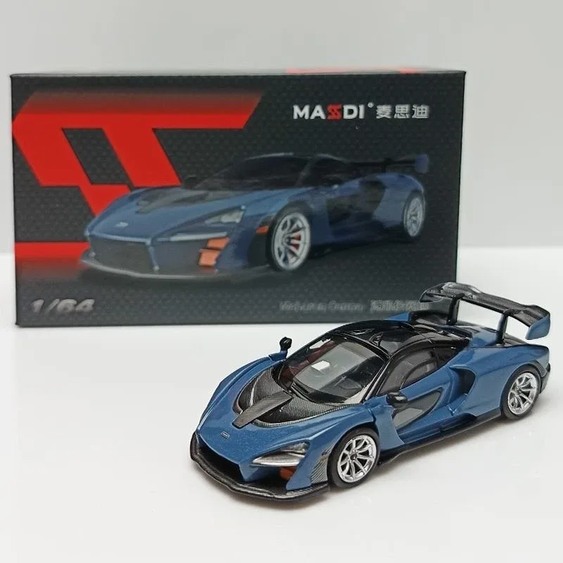 Massdi McLaren Senna Blue 1/64 diecast model view 2