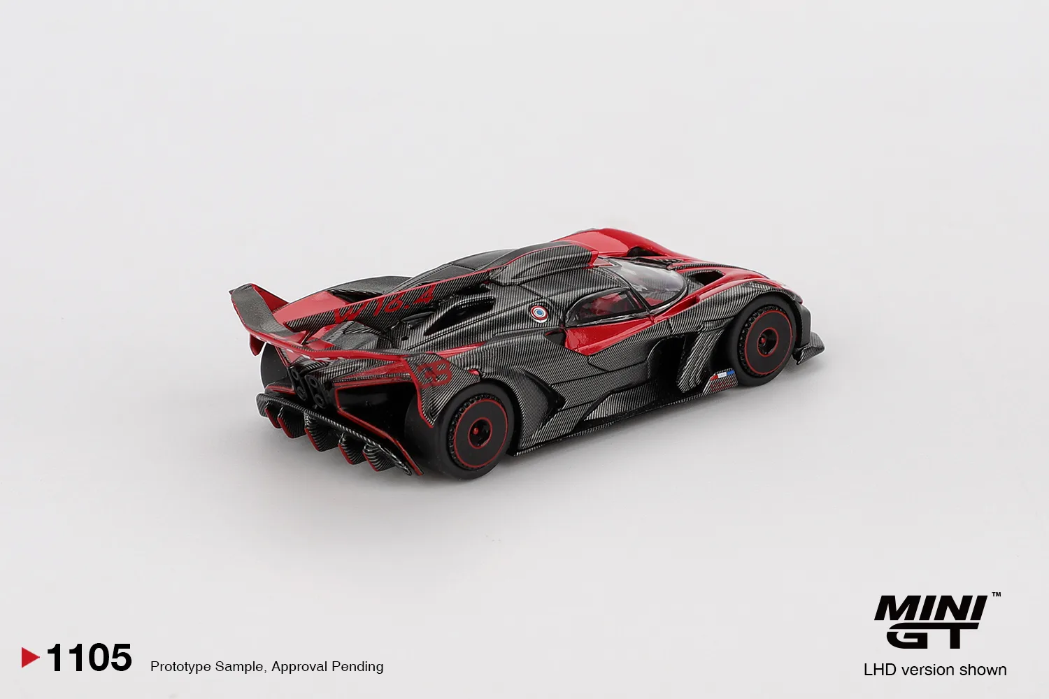 Mini GT #1105 Bugatti Bolide Red 1/64 diecast model view 2