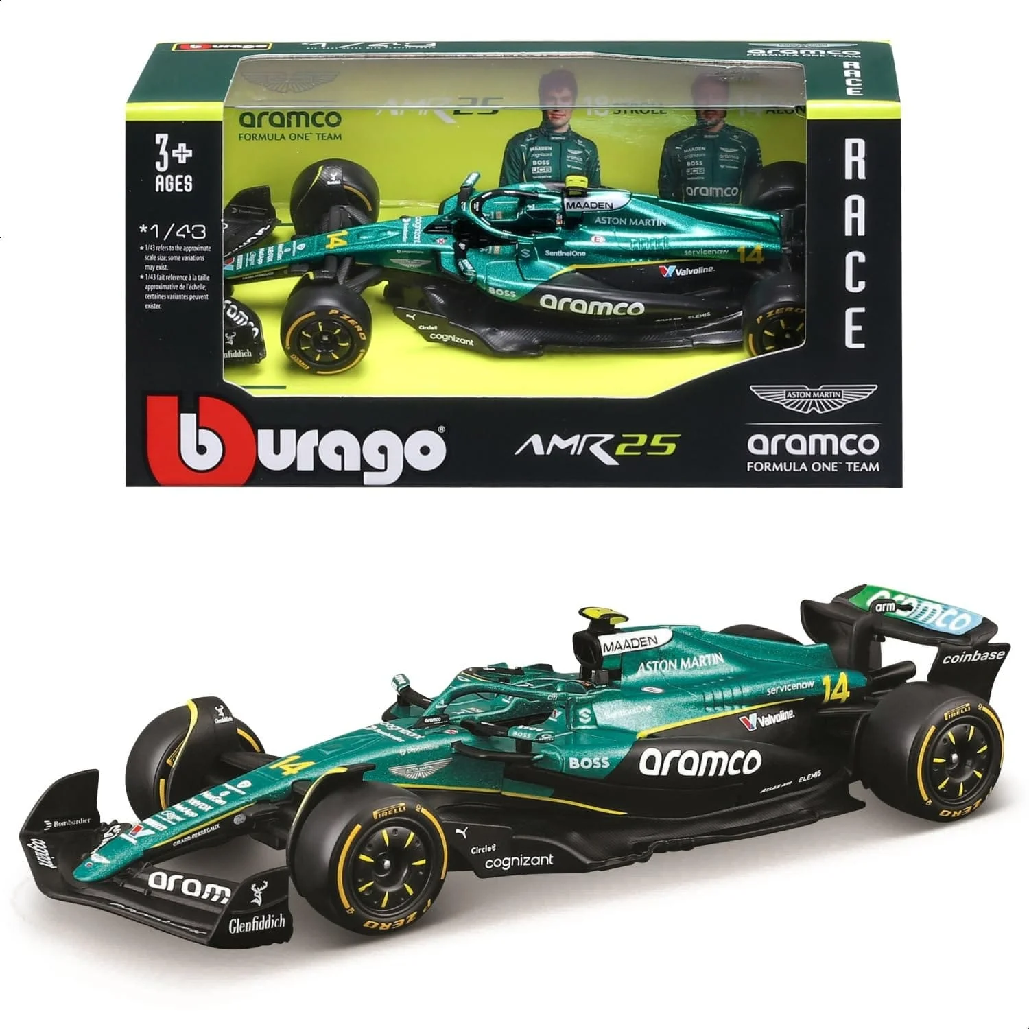 Bburago Aston Martin AMR23 F1 - Fernando Alonso \#14 1/43 diecast model view 2