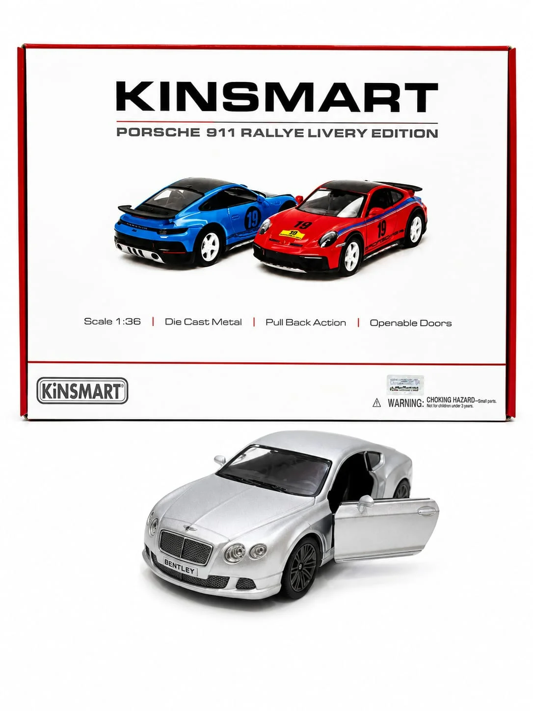 Kinsmart Bentley Continental GT (Silver) 1/36 Scale Diecast Model