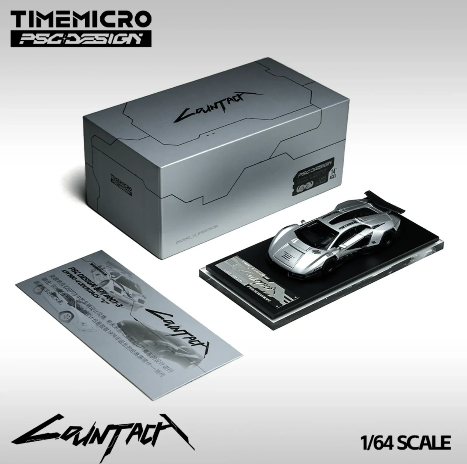 TimeMicro x Psc Design 1:64 Lamborghini Countach “v” Ver. Silver 1