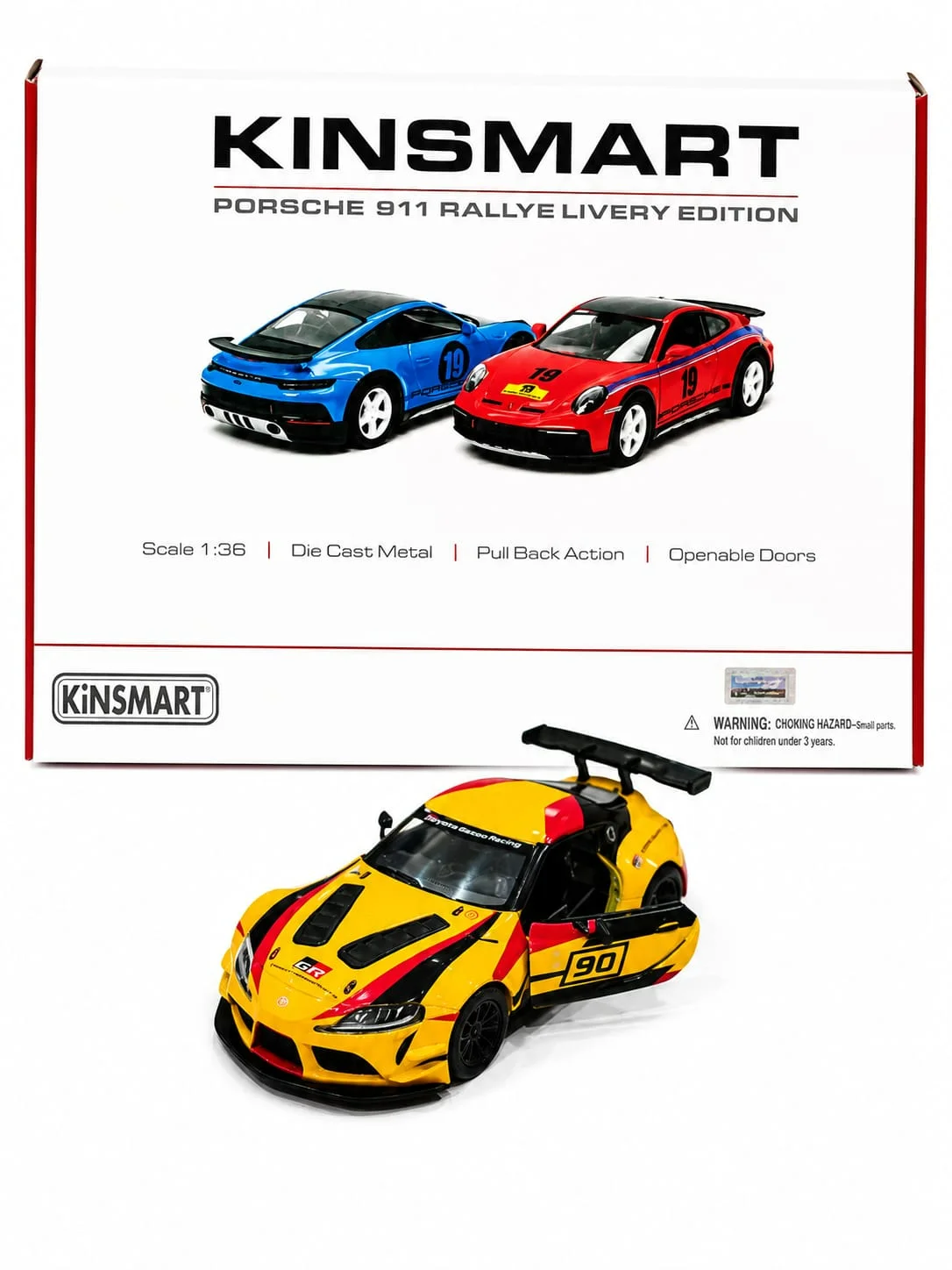 Kinsmart Toyota Gr Supra GT4 (Yellow/Black) 1/36 Scale Diecast Model