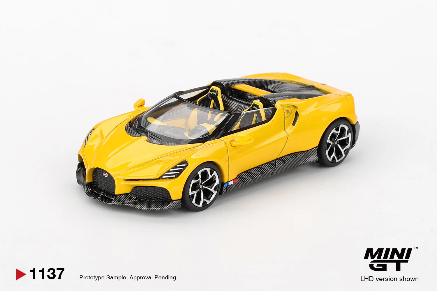Mini GT #1137 Bugatti W16 Mistral - Yellow 1/64 (Blister) Scale Diecast Model