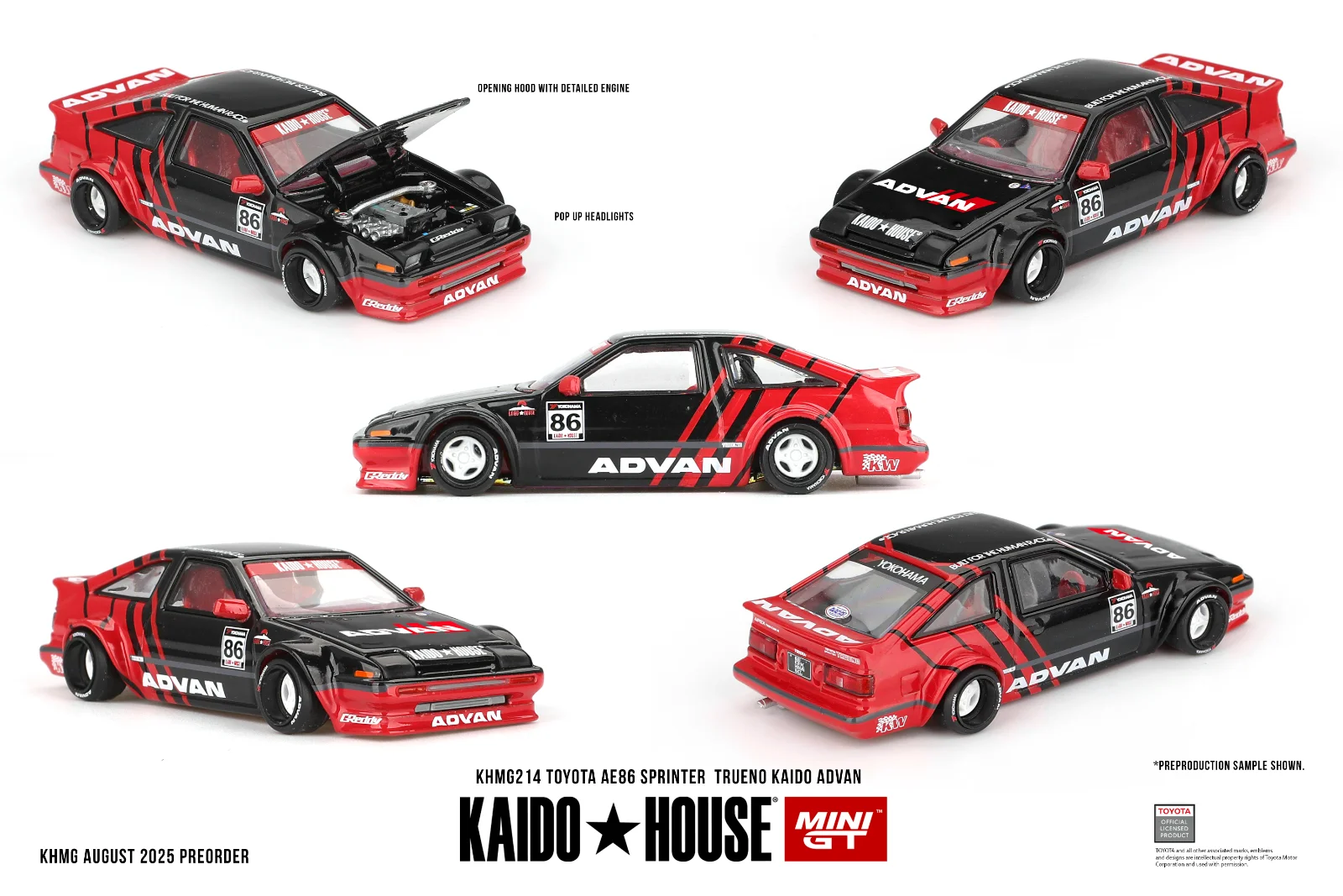 Kaido House #214 Toyota AE86 Sprinter Trueno Kaido Advan 1/64 Scale Diecast Model