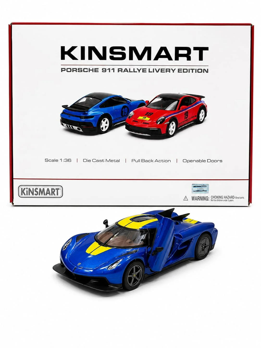 Kinsmart Koenigsegg Jesko (Blue with Yellow Accents) 1/36 Scale Diecast Model