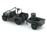 TIMEMICRO Willys Jeep with Trailer (Olive Drab) 1/64 diecast model view 3