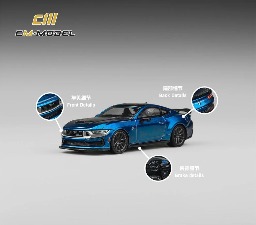 CM Model Ford Mustang Dark Horse - Atlas Blue 1/64 (Acrylic Case) Scale Diecast Model
