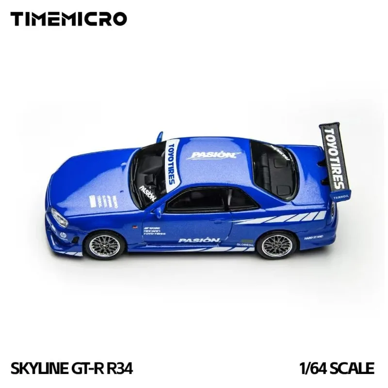 TIMEMICRO Skyline C-West GT-R R34 – Pasion Blue 1/64 Diecast Model