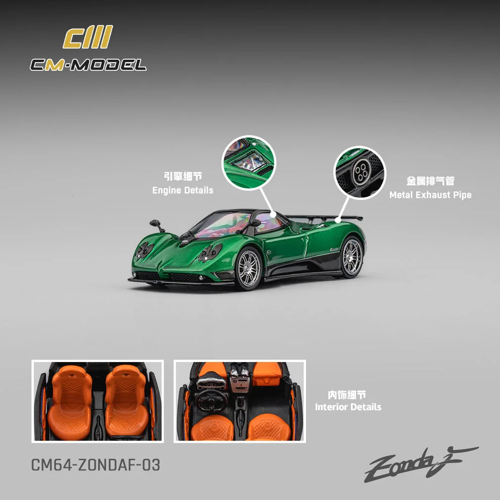 CM Model Pagani Zonda F - Emerald Green 1/64 (Acrylic Case) Scale Diecast Model