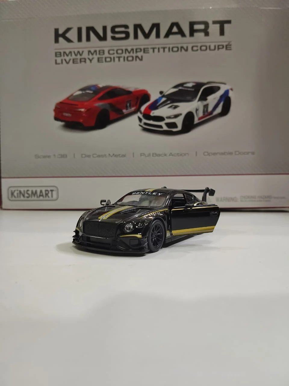 Kinsmart Bentley Continental GT3 (Black/Yellow) 1/36 Scale Diecast Model