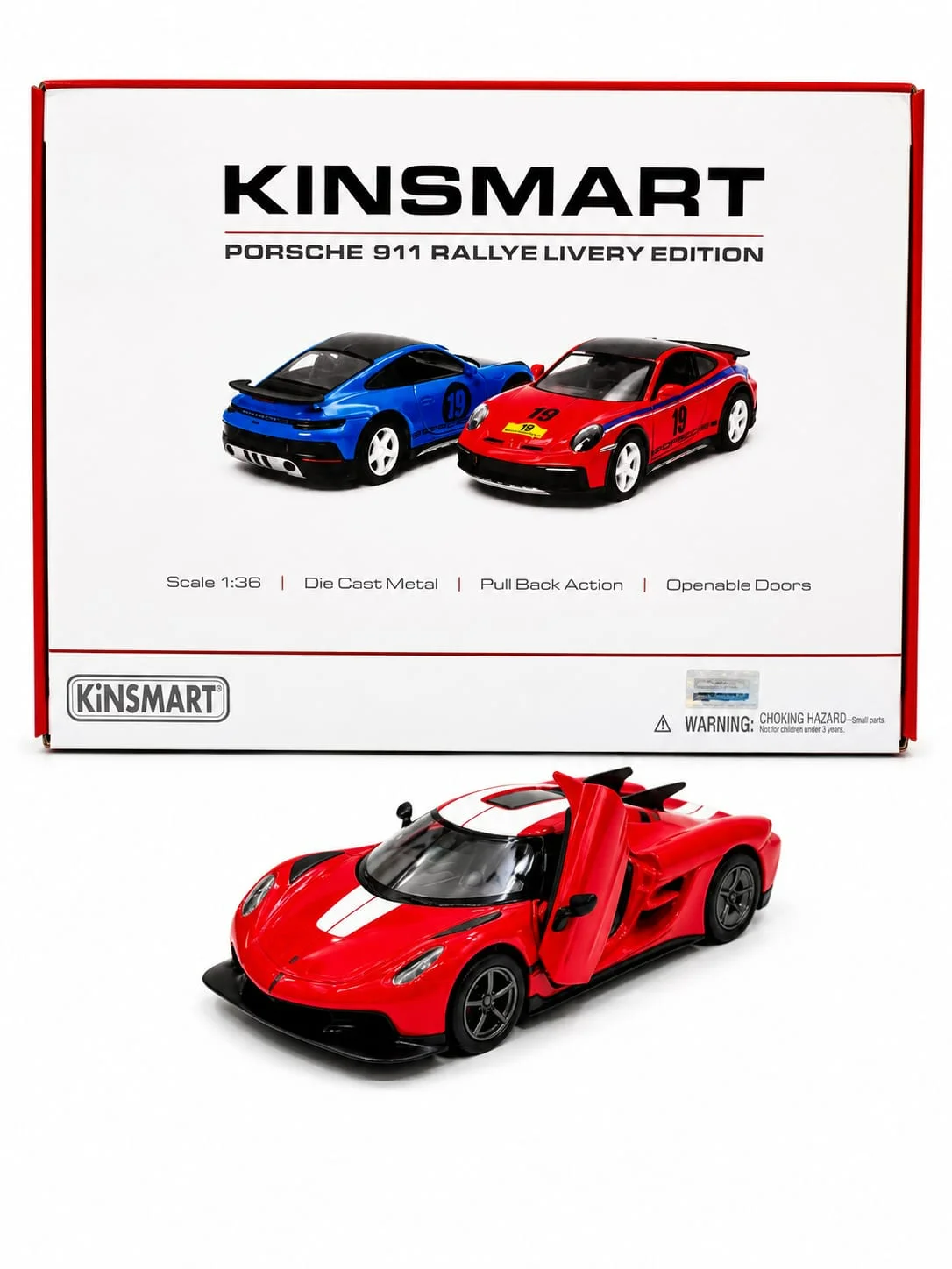 Kinsmart Koenigsegg Jesko (White with Red Stripes) 1/36 Scale Diecast Model