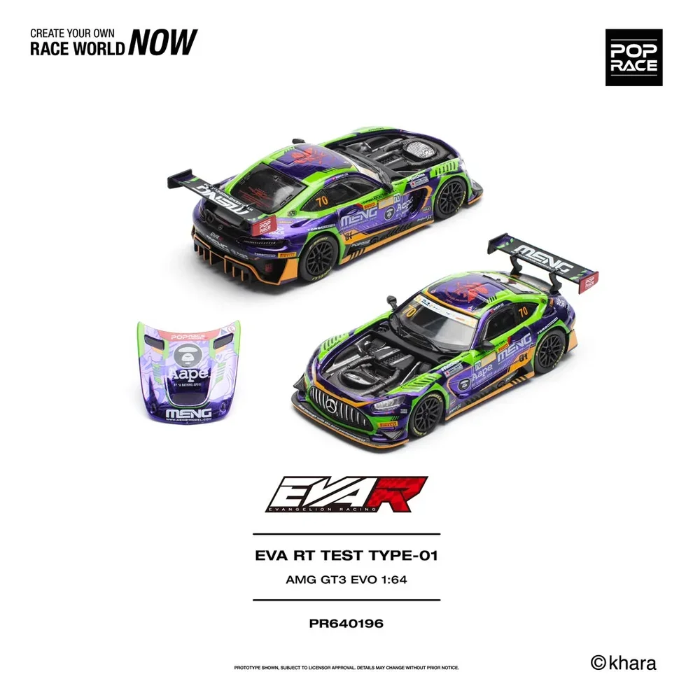 Pop Race Mercedes-AMG GT3 Evo Macau GP 2023 - Eva Rt Test Type-01 1/64 Scale Diecast Model