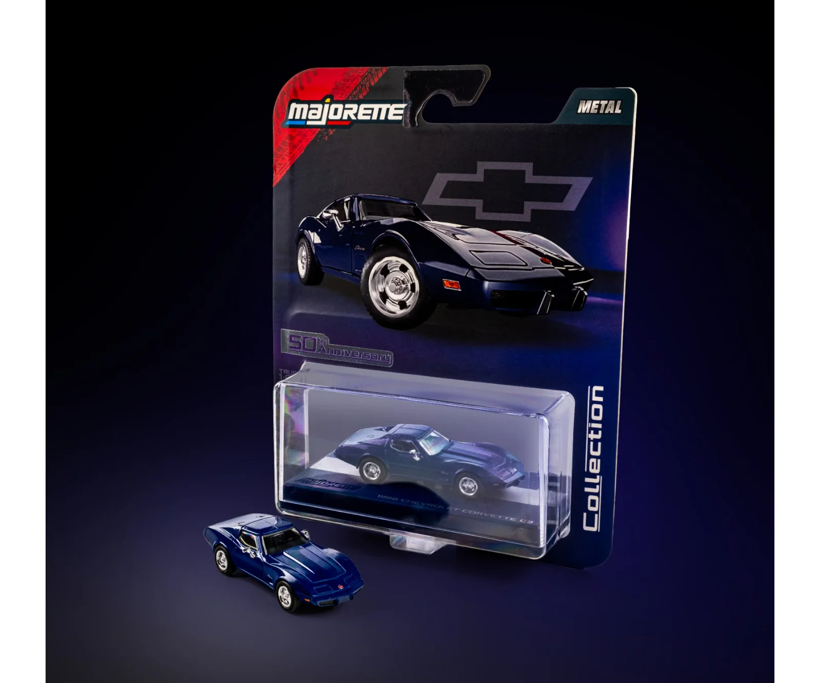 Majorette 1968 Chevrolet Corvette C3 (50th Anniv.) 1/64 (Acrylic Case) Scale Diecast Model